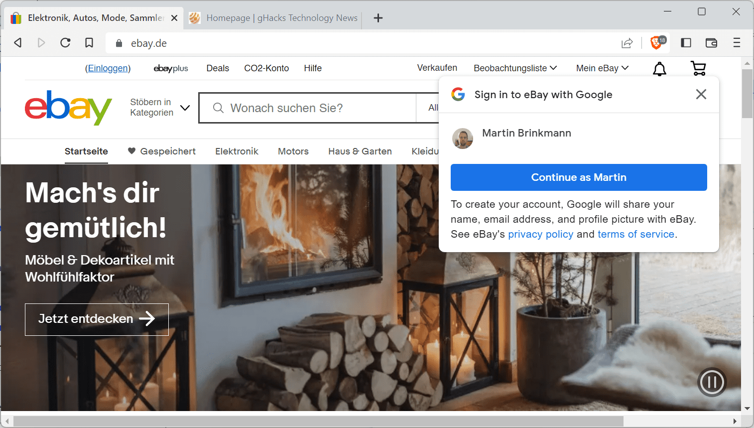 How to block sign in with Google popups on sites