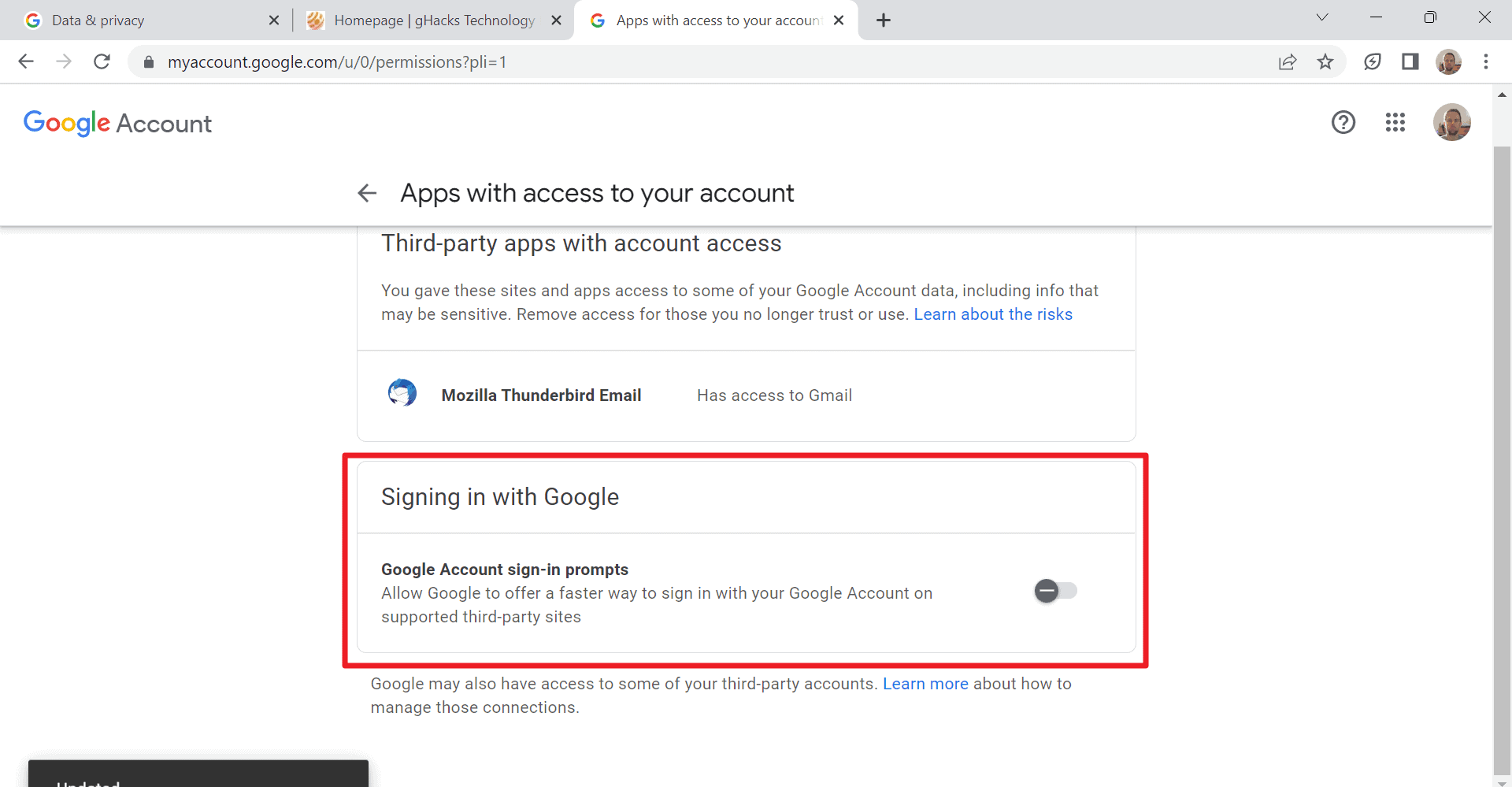 signing-in with google