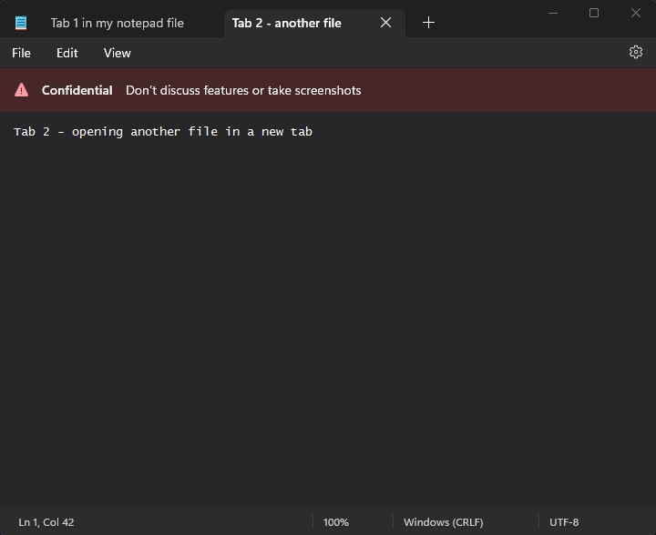 windows notepad tabs