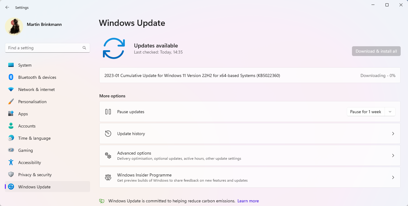 KB5022360 windows 11 update