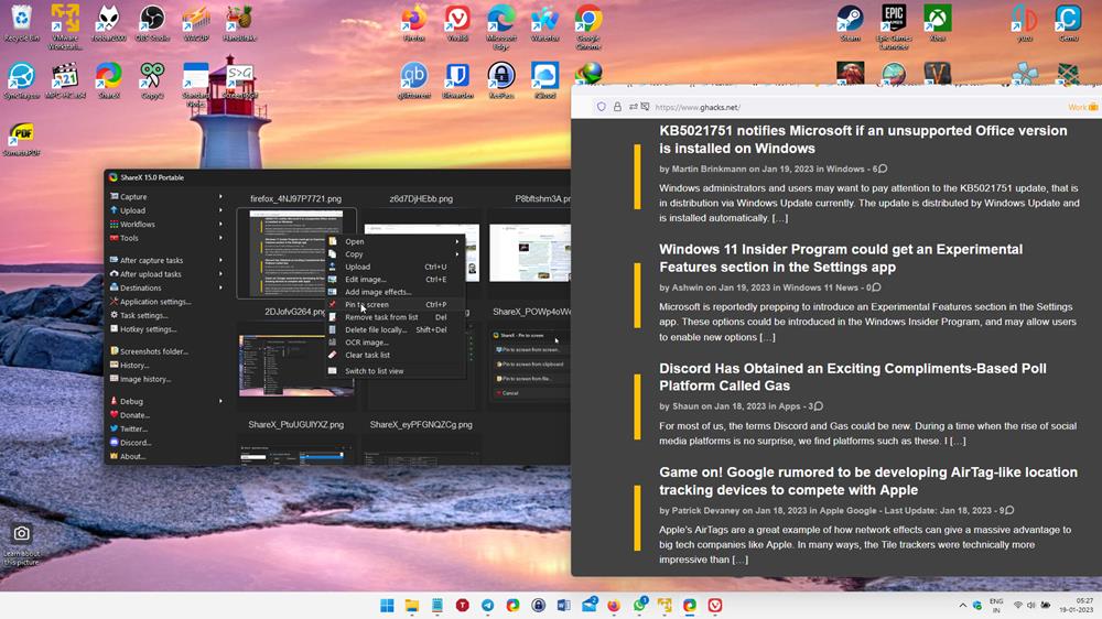 ShareX 15 pre-release version lets you pin images on the screen, adds more editing tools