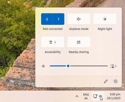 Windows 11 Quick Settings Panel with Volume Mixer