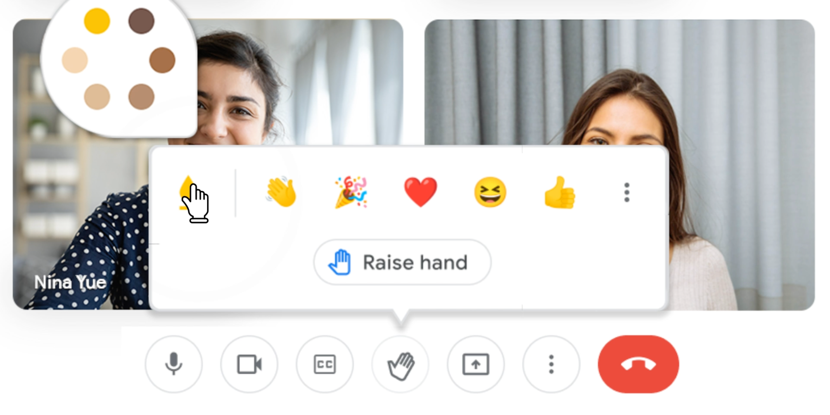 emoji reactions during a Google Meet