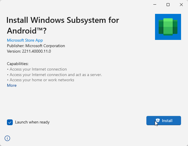 install Windows Subsystem for Android for Windows 11