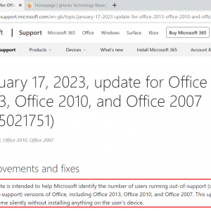 Windows Update checks for Office