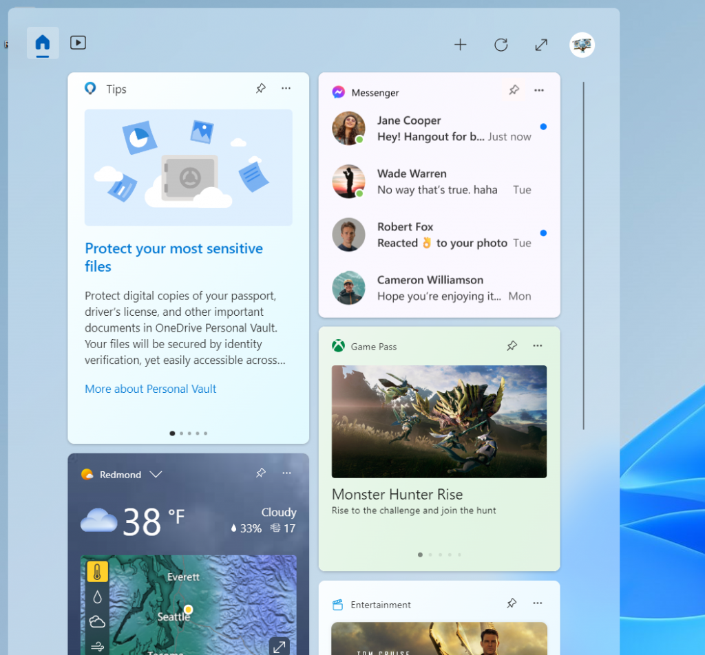 windows 11 widgets messenger