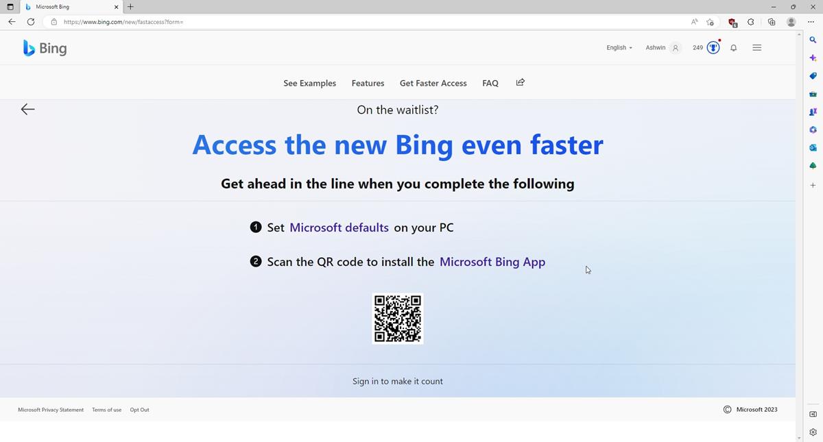 Access Microsoft new Bing with ChatGPT faster