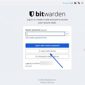 Bitwarden login with device without password