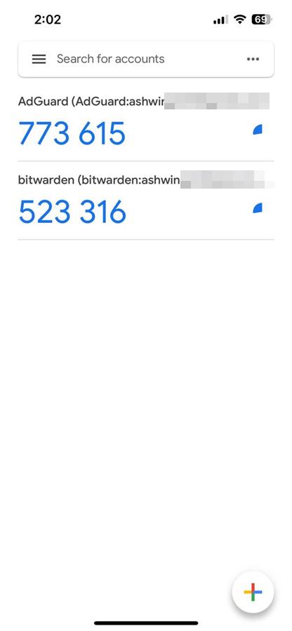 Google Authenticator app for iOS