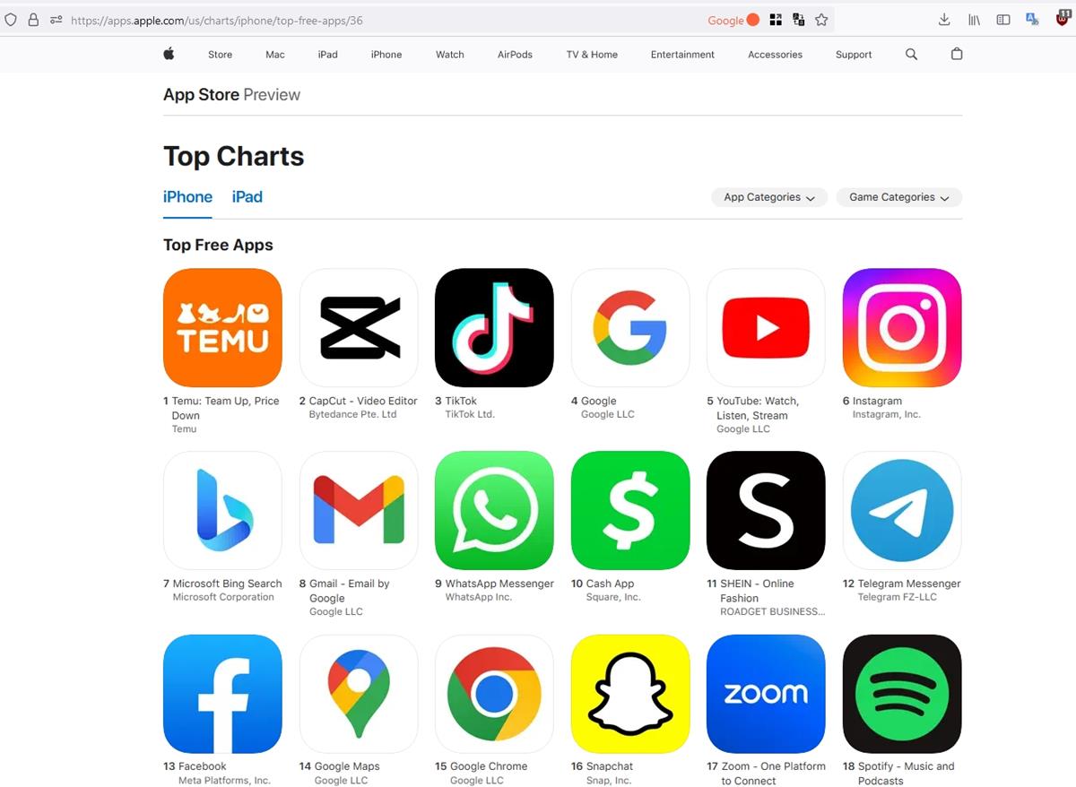 Microsoft Bing rises to the top 10 free apps on iOS App Store