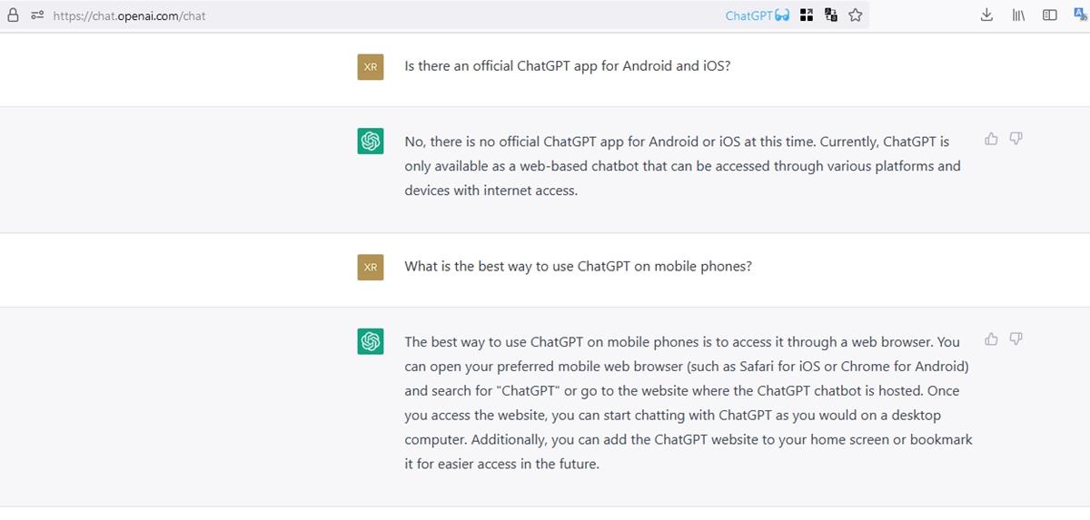 There is no official ChatGPT app for iOS and Android