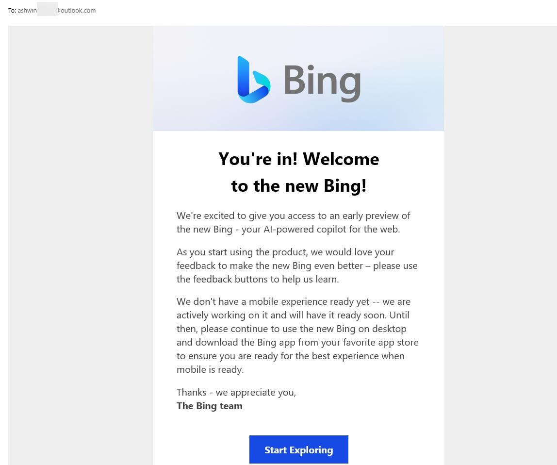 Welcome to the New Bing mail