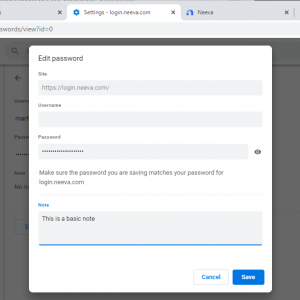 chrome password manager notes