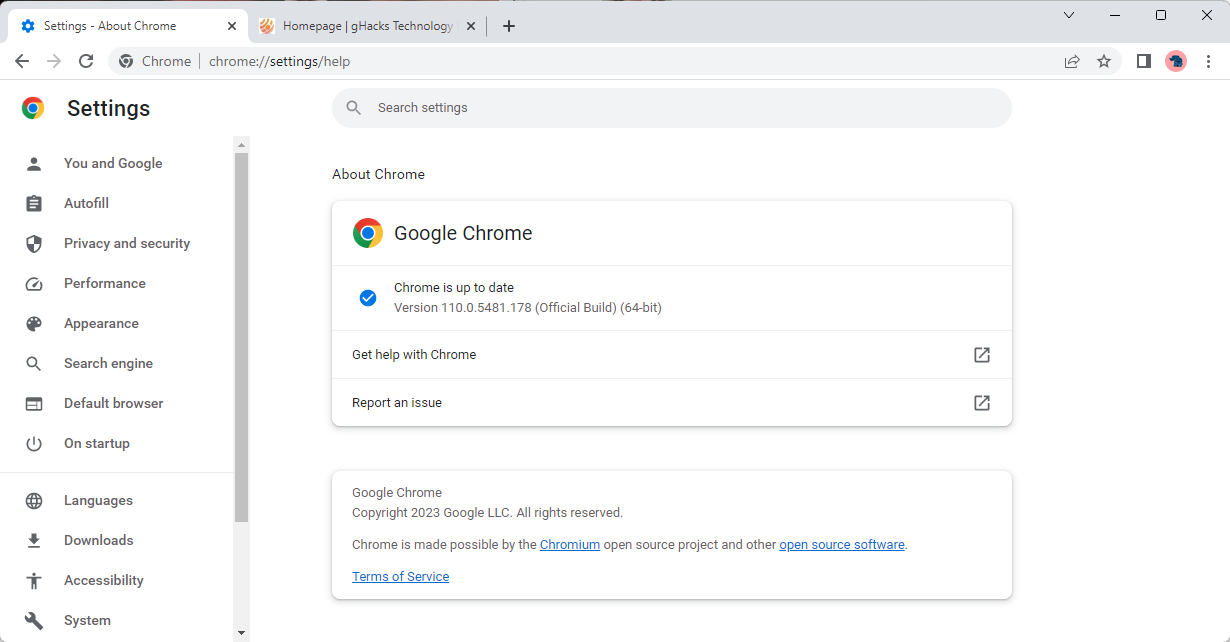 google chrome 110 security-update