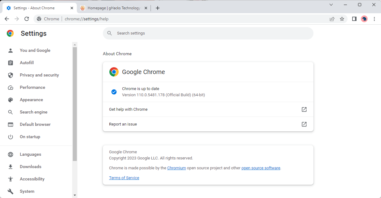 What is the latest version of Chrome 2023?