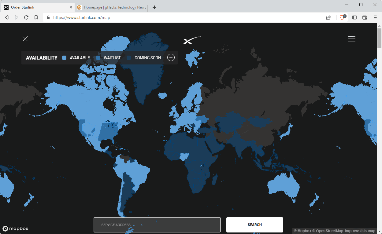 starlink internet map