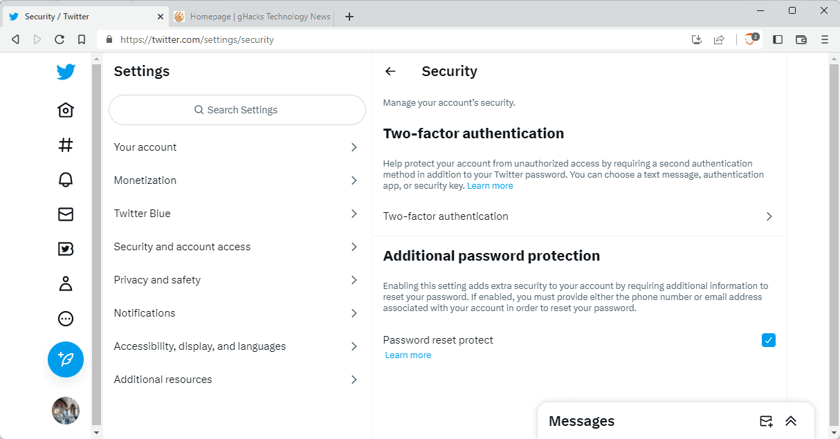 twitter two-factor authentication