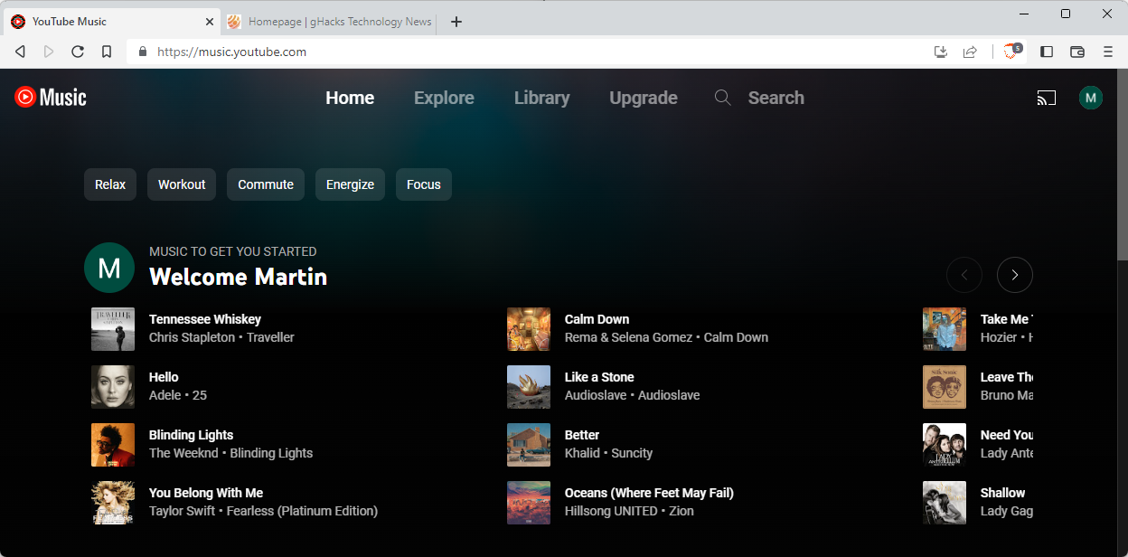 youtube music interface