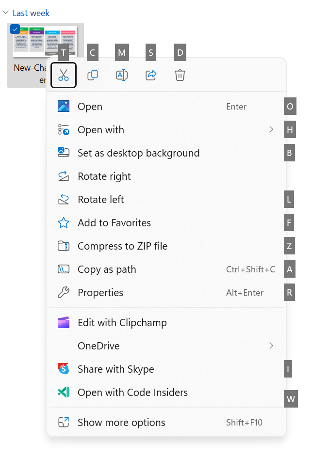 Access Keys in File Explorer