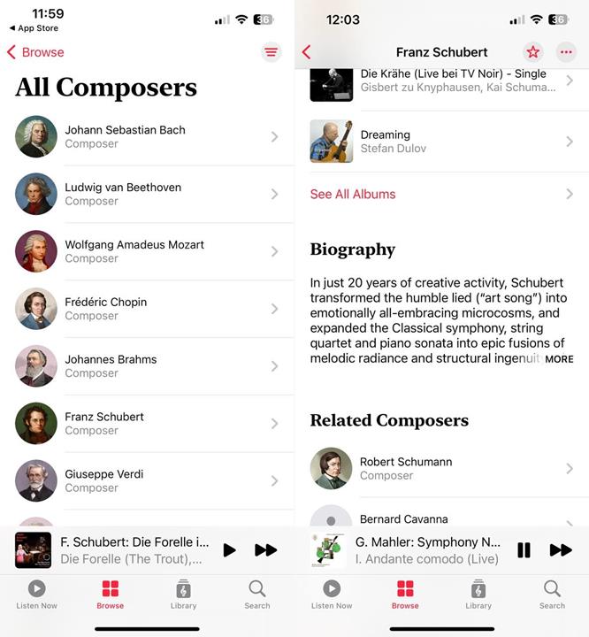 Apple Music Classical composers