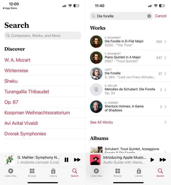 Apple Music Classical search