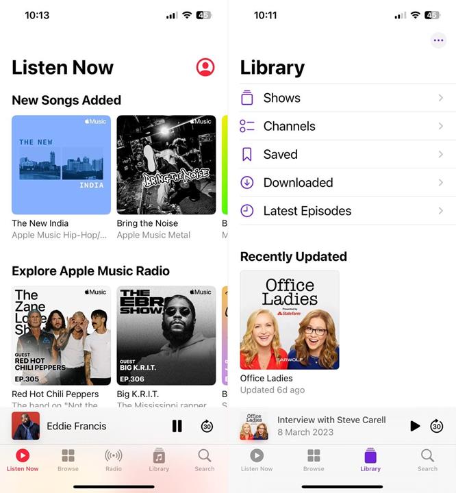 Apple Music and Podcasts iOS 16.4