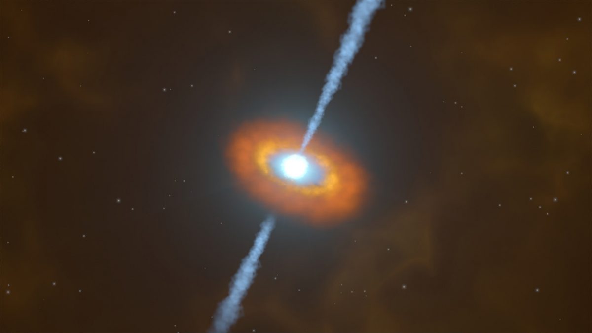 Title: Astronomers Discover Galaxy with Supermassive Black Hole Aimed at Earth