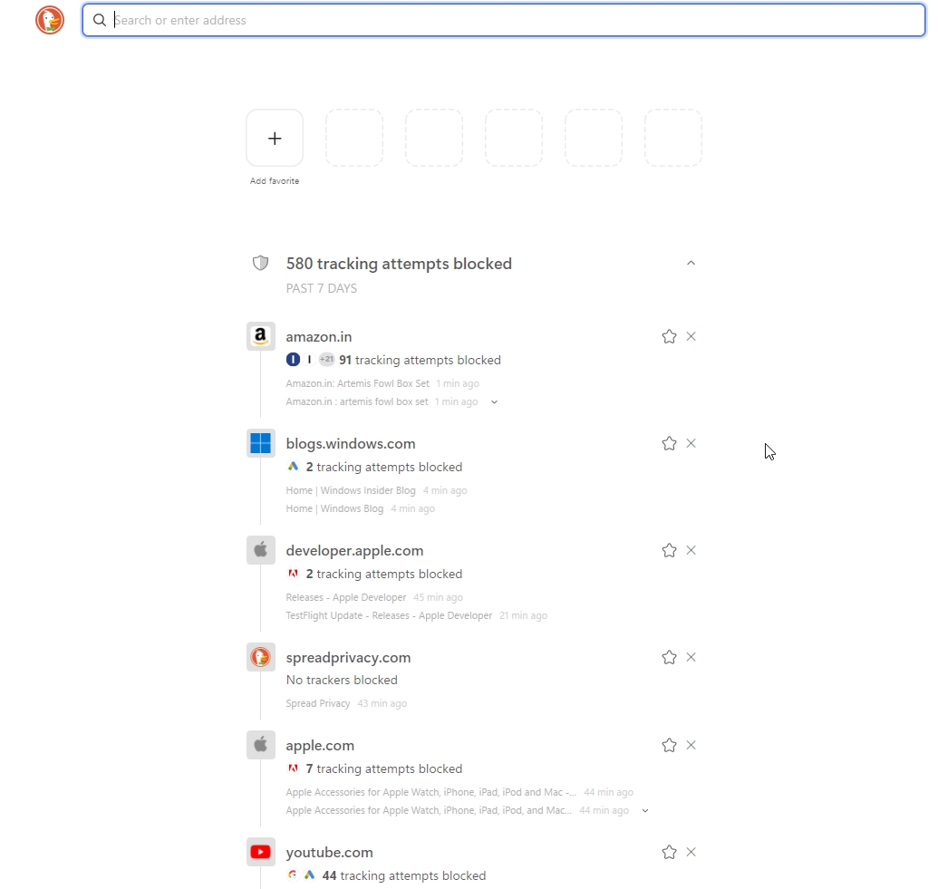 DuckDuckGo browser for windows new tab page