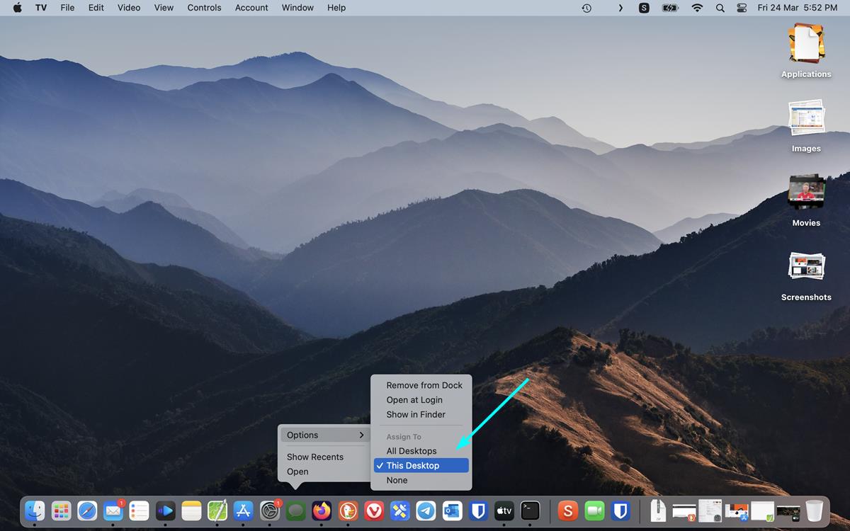 How to open apps in virtual desktops on macOS