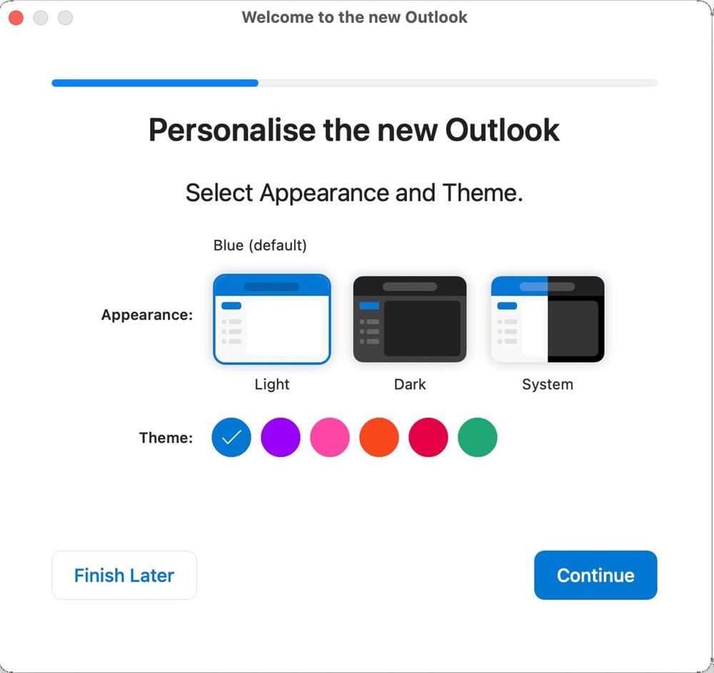 Personalization options in Microsoft Outlook for Mac