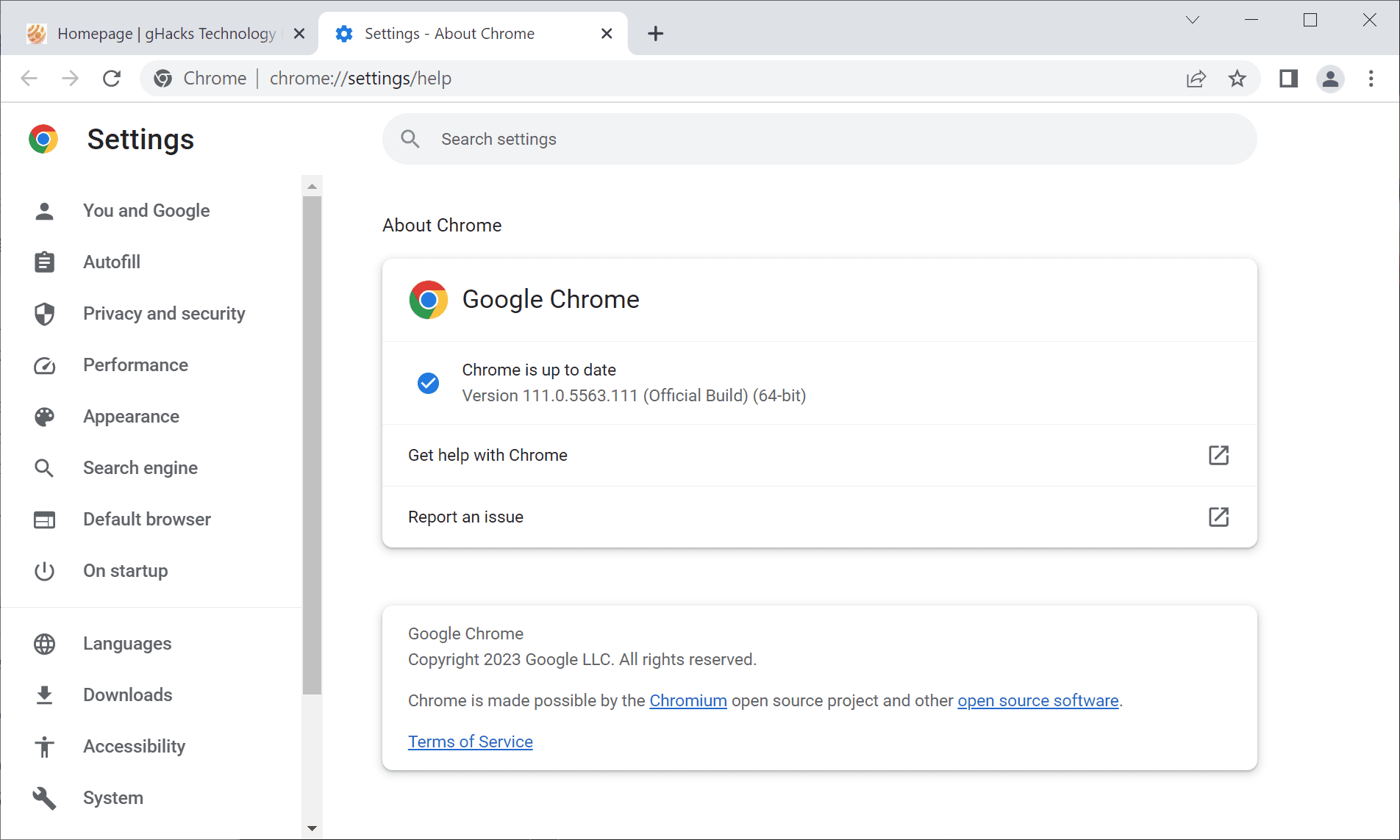 google chrome 111 security