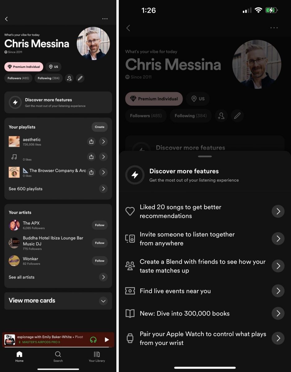 Spotify continues to bring more features that make the app look similar to the top social media platforms. Expect a new profile page soon!