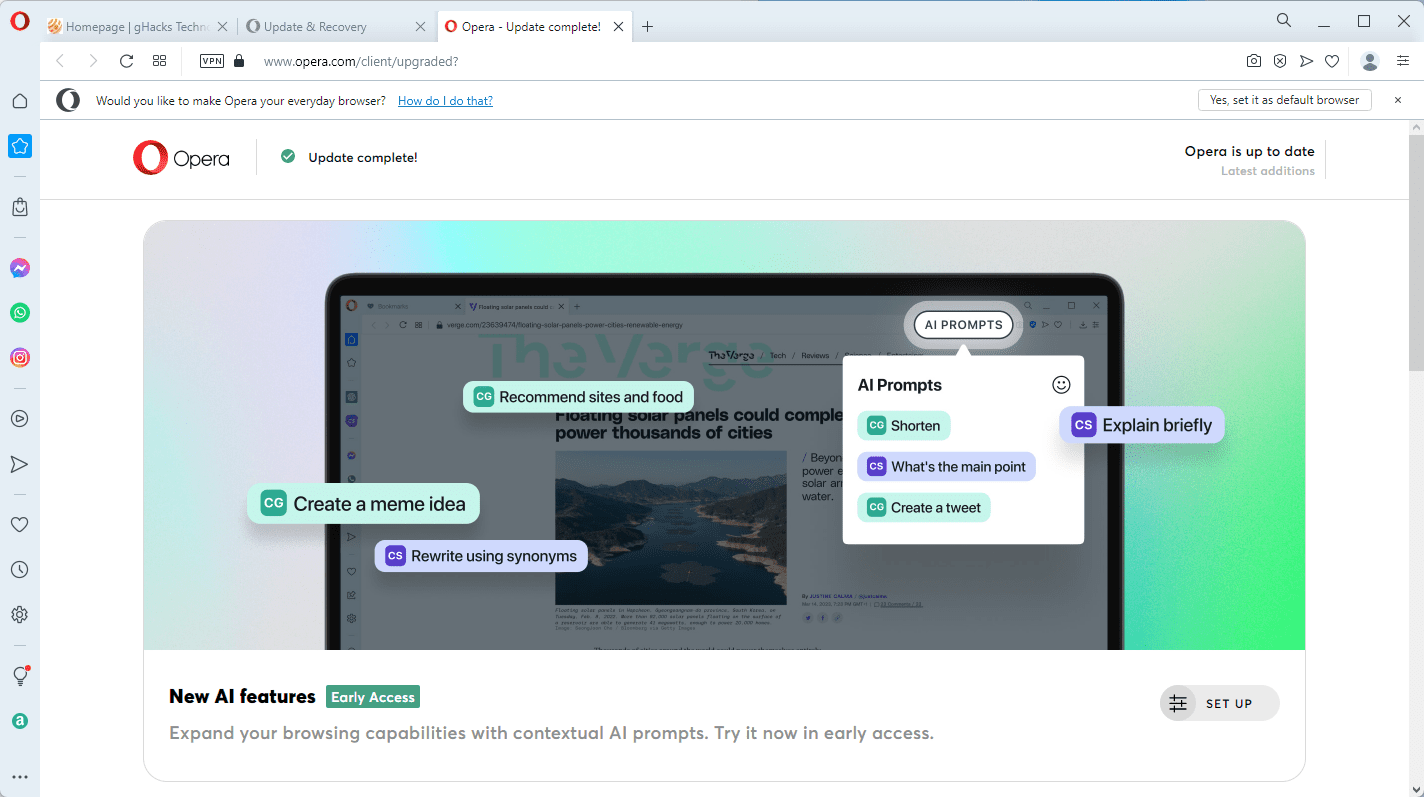 opera browser ai features