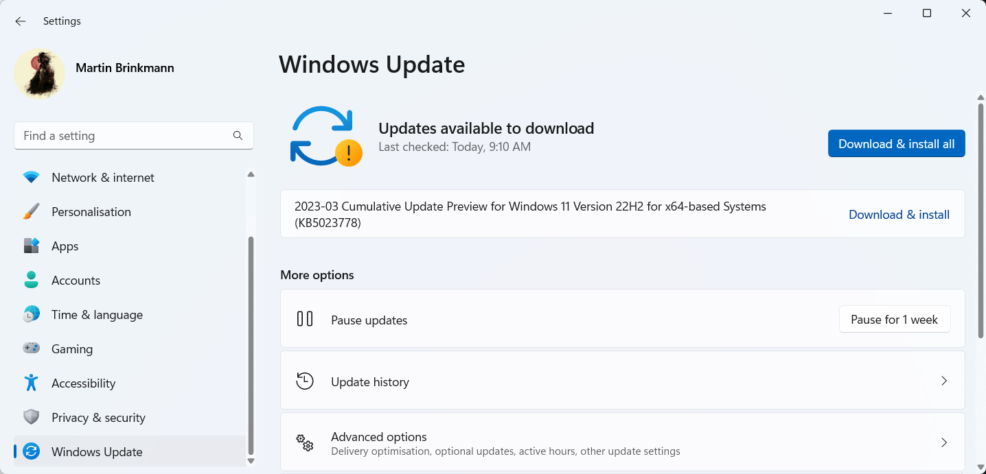 windows11 update optional