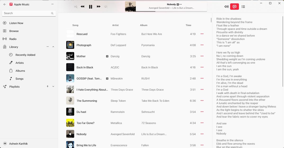 Apple Music app for Windows adds support for lyrics, keyboard shortcuts