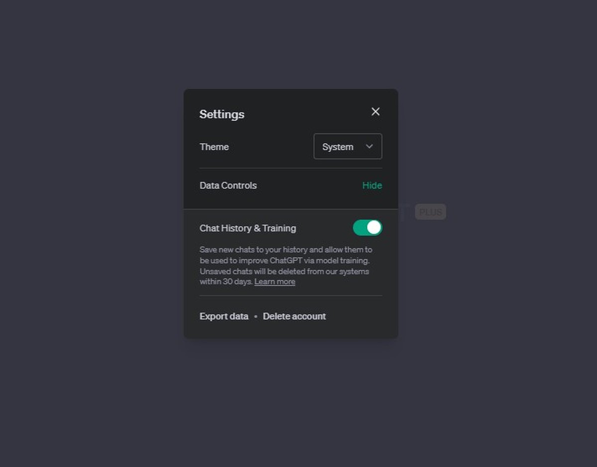 ChatGPT privacy toggle