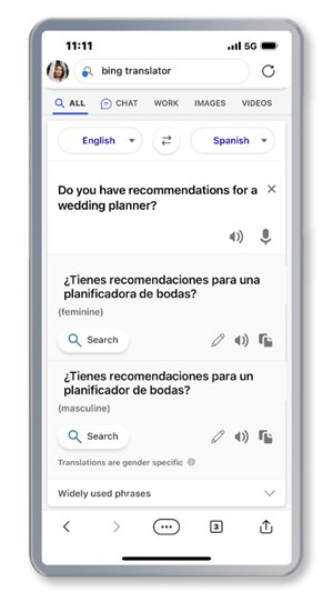 Microsoft Bing app translator