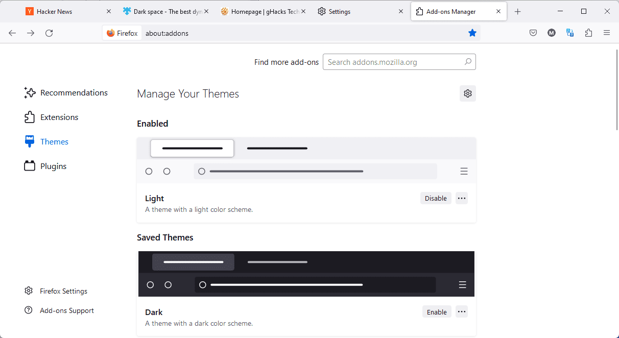 firefox manage themes