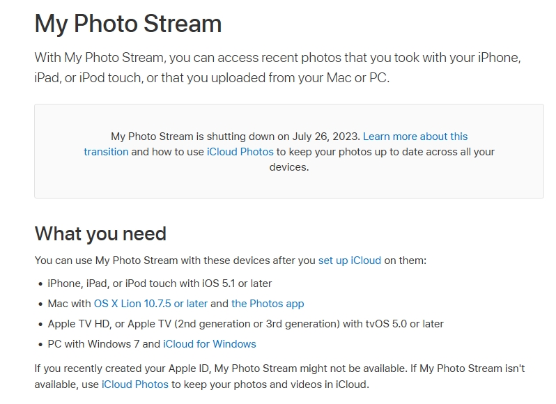 Apple's My Photo Stream is shutting down