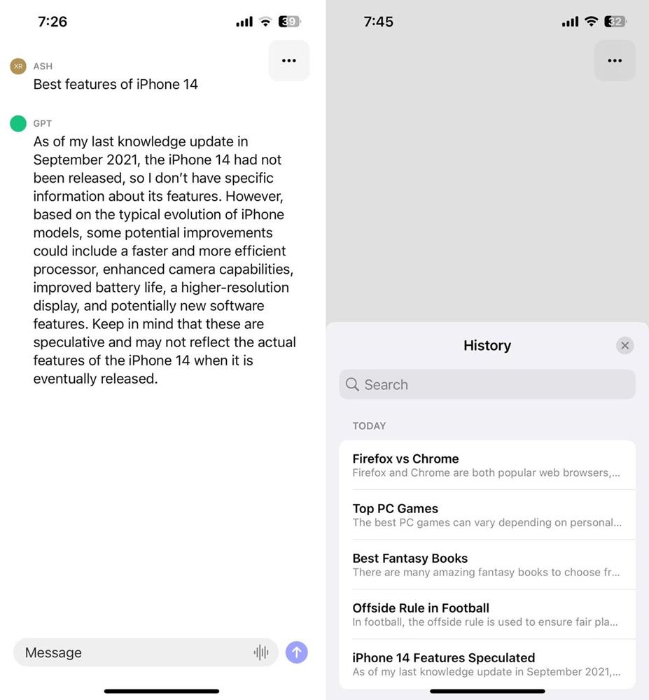 ChatGPT per interfaccia utente iOS