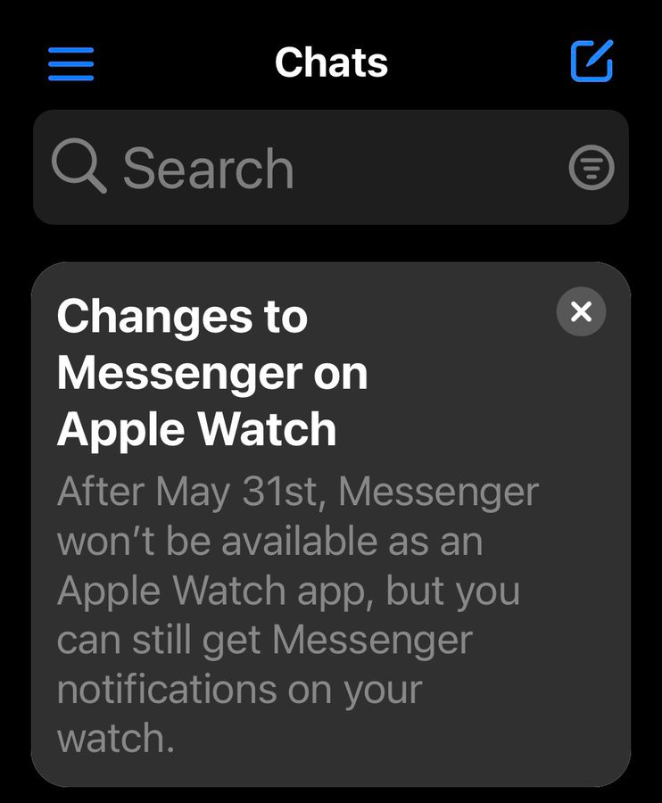 Facebook Messenger will stop working on Apple Watch in June