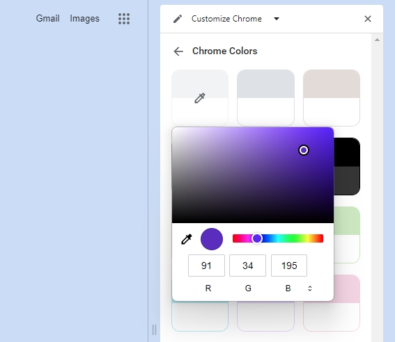 Google Chrome custom colors