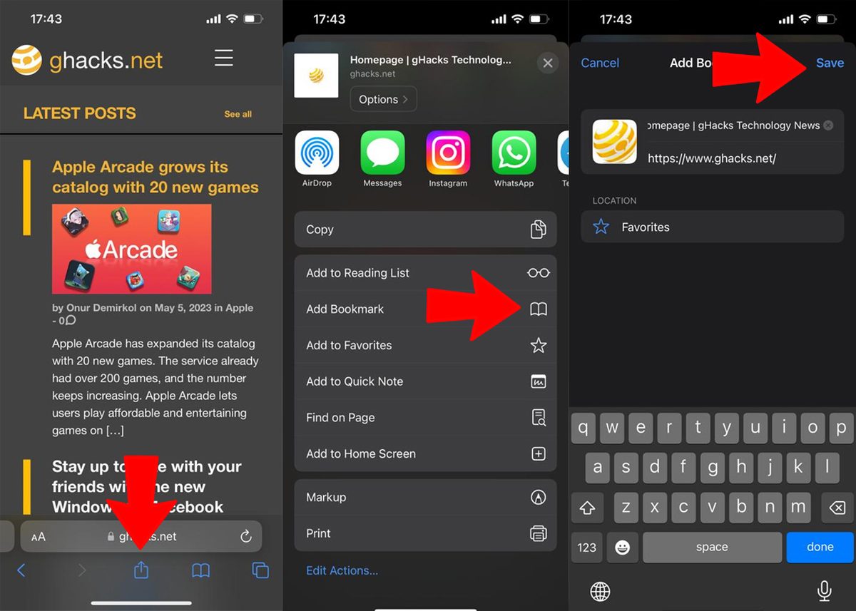 How to bookmark on iPhone
