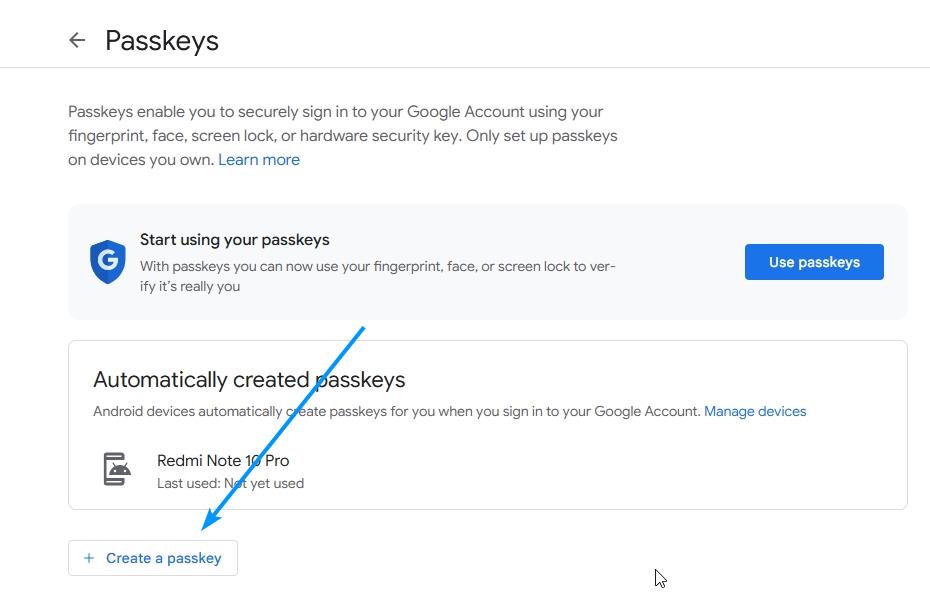 How to set up a Passkey for your Google account
