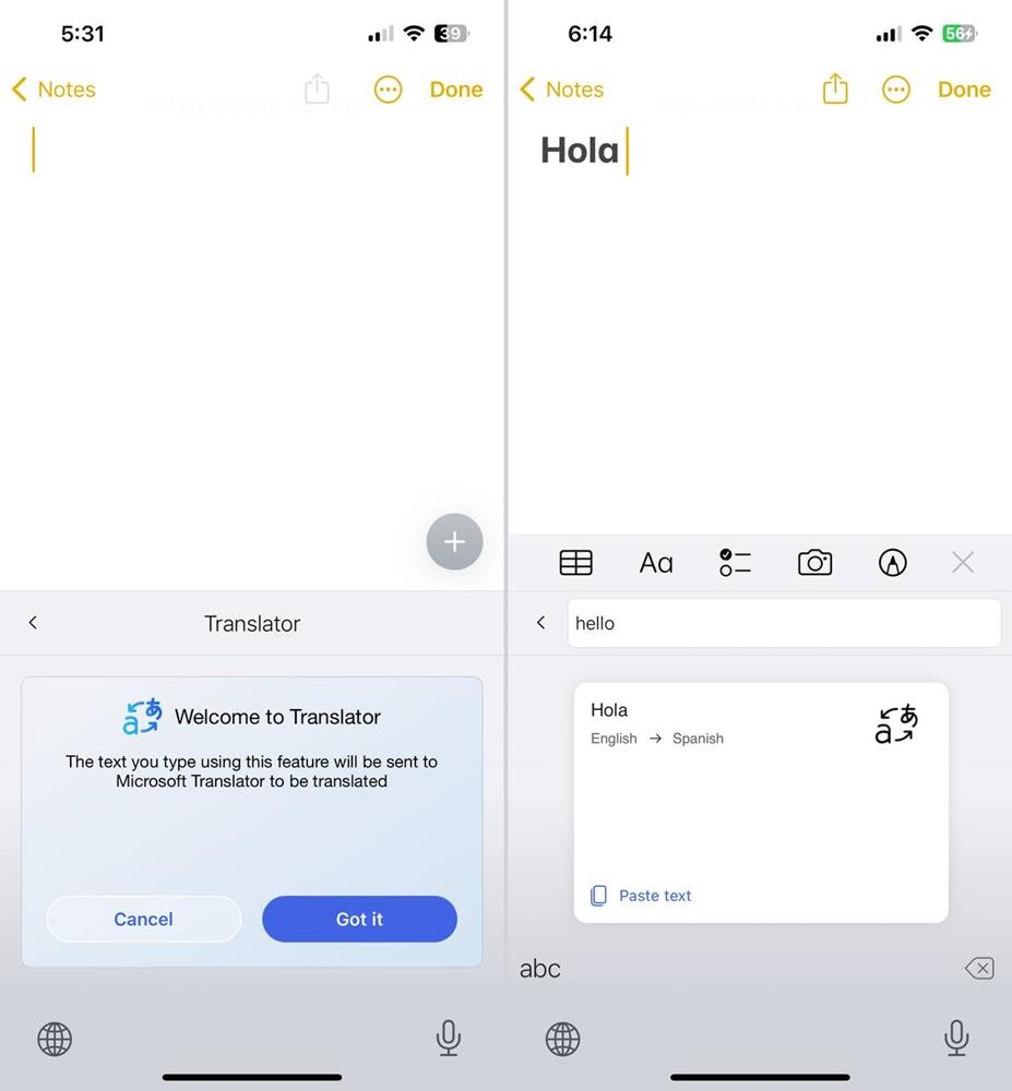 Microsoft Translator in SwiftKey Keyboard iOS