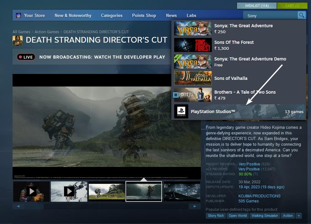 Steam search find developers