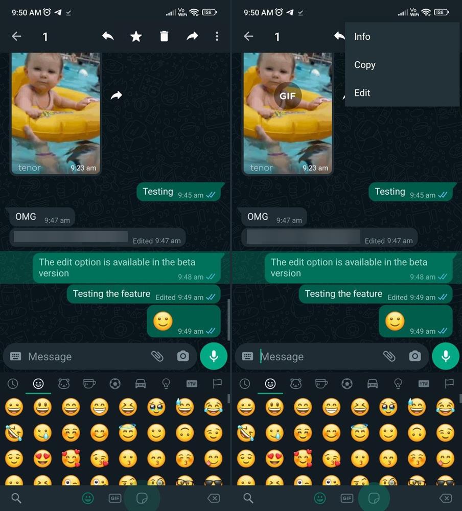 WhatsApp edit message on Android