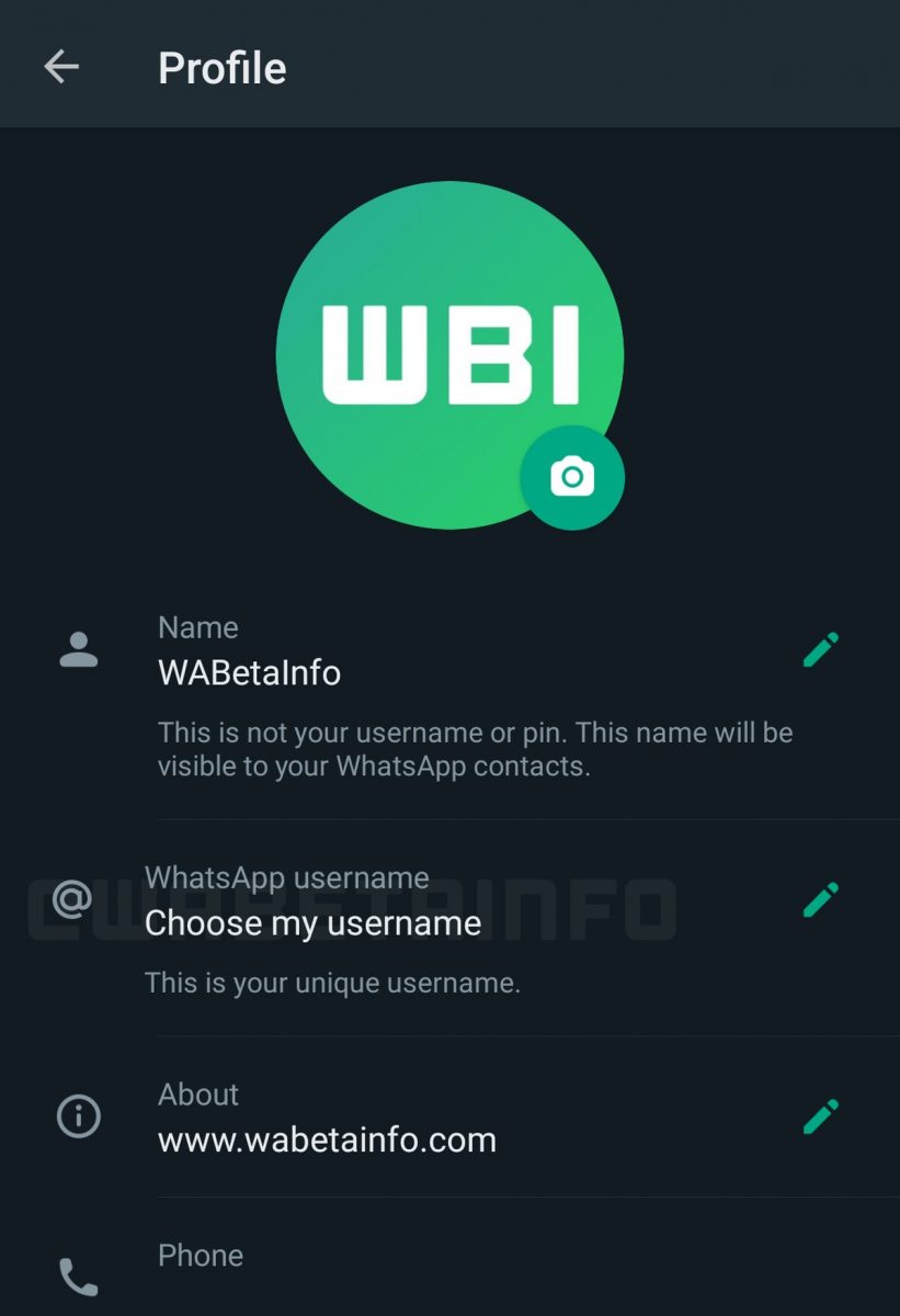 WhatsApp username