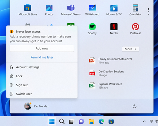 Windows 11 notification badging in Start menu