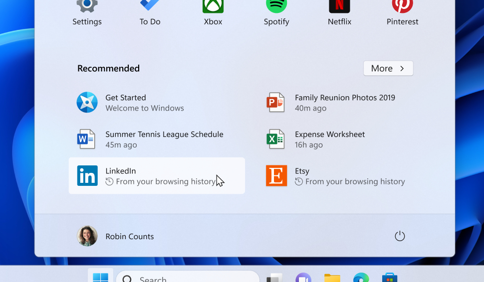 Windows 11 will display recommended websites in Start Menu